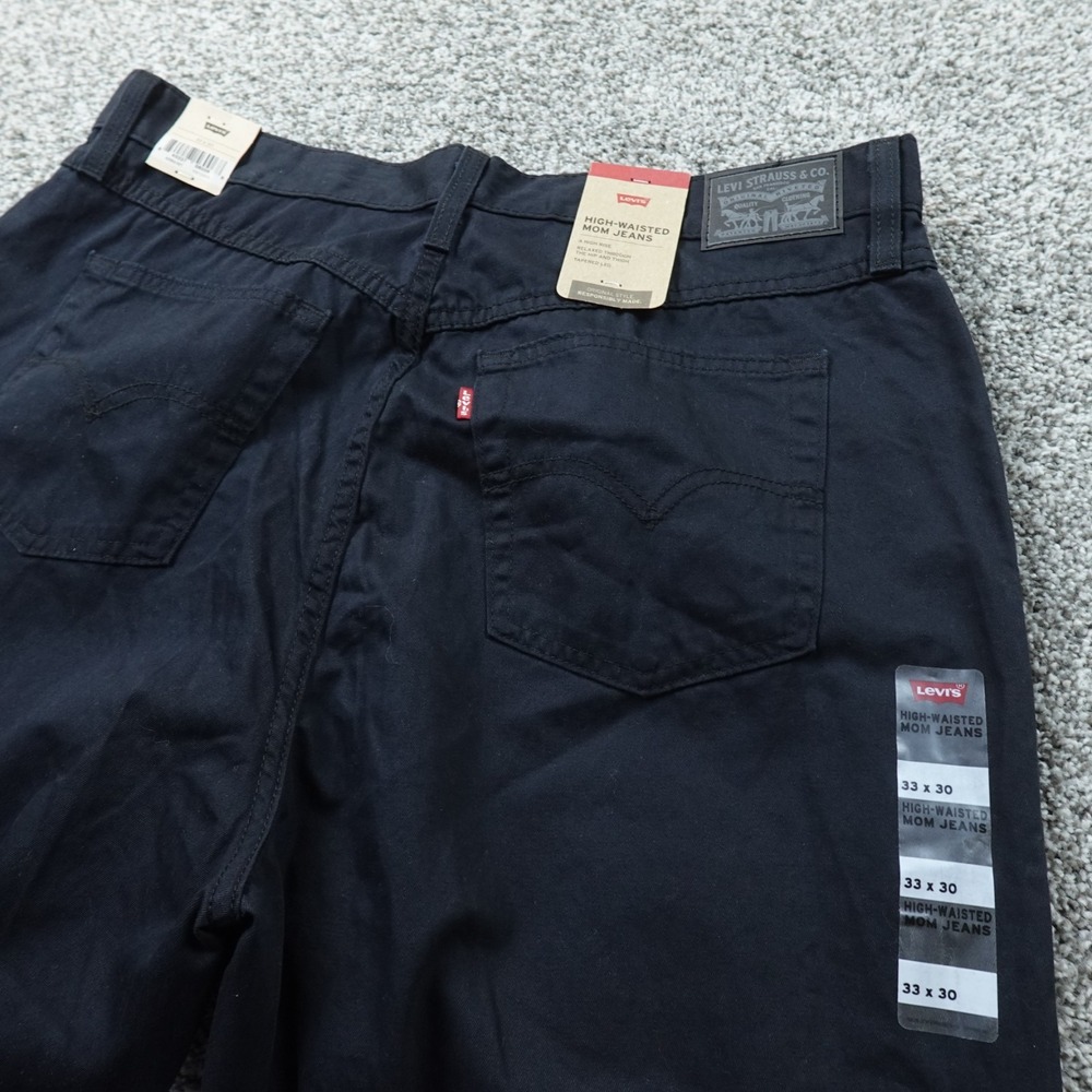 NEW Levis Jeans Womens 33 Dark Black Denim Pants High Waisted Mom Tapered Leg